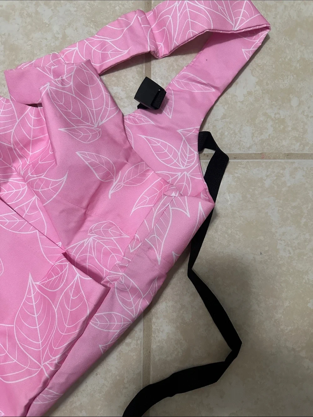Pink with white Leaf-Print Yoga Mat Bag NWT